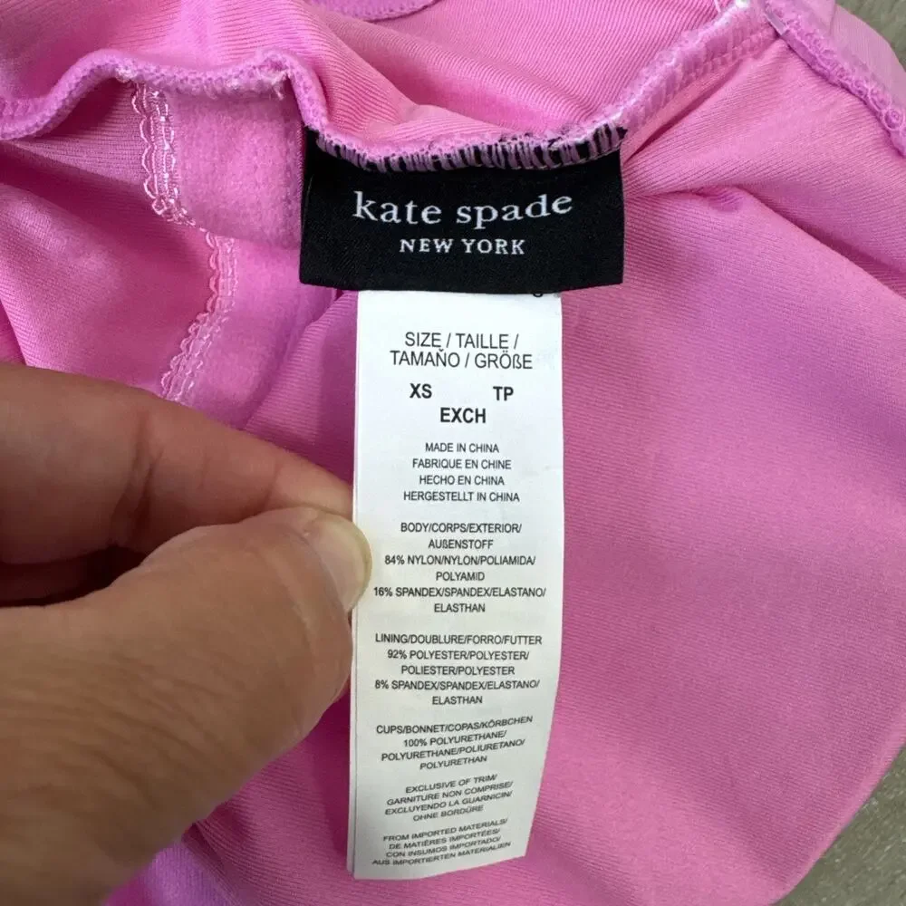 Kate Spade Square Neck Ruffle One Piece Swimsuit Surf Pink sz XS
